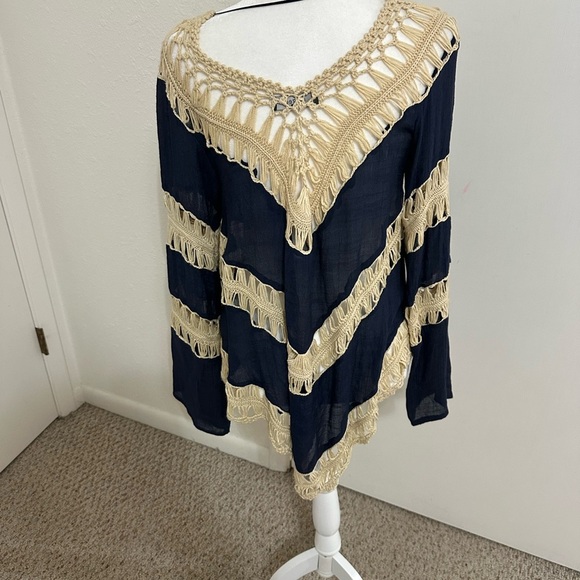 Umgee Crochet Tunic / Cover-Up Coverup BOHO size M - Picture 5 of 8